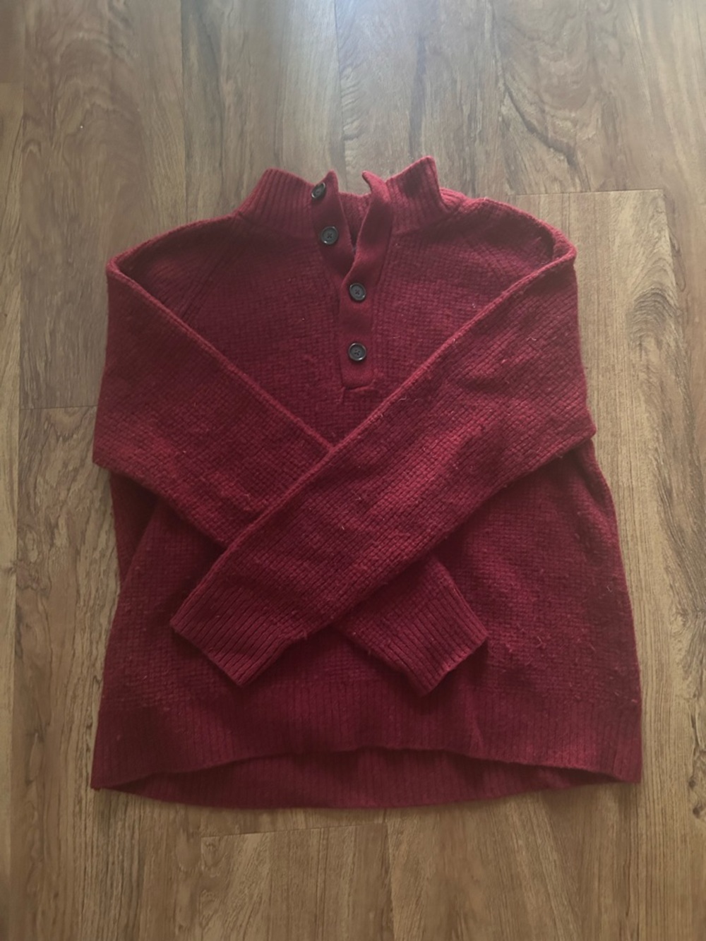Banana Republic Men's Burgundy Zip/Button Pullover Sweater